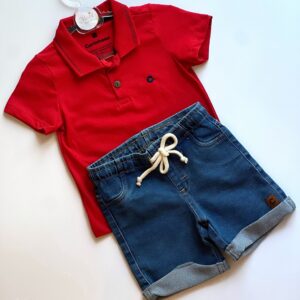 CONJUNTO CARINHOSO CAMISA POLO/BERMUDA