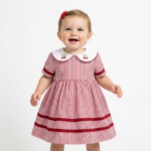 VESTIDO LISTRAS COM GOLA MORANGOS
