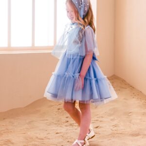 VESTIDO MALAGAH MANGA TULE LAÇO COSTAS