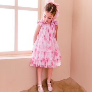 VESTIDO MALAGAH FLORES ROSA E PUA BRANCO