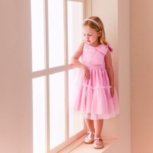 VESTIDO MALAGAH COM LAÇO NA ALÇA ROSA