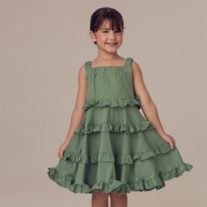 VESTIDO BB VERDE MUSGO COM 3 CAMADAS