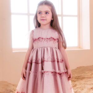 VESTIDO MALAGAH  TULE COM IMPRENSAO RAMOS FLORES
