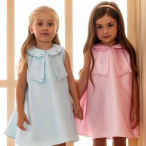 VESTIDO MALAGAH TRAPEZIO LAÇO COM PEDRAS AZUL BB